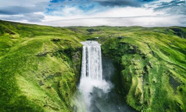 Skógafoss Waterfall in Iceland Scenic Travel Destination