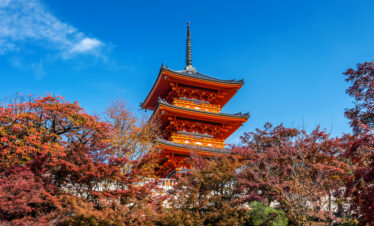 Kiyomizu-dera Temple in Kyoto, Japan During Autumn Season