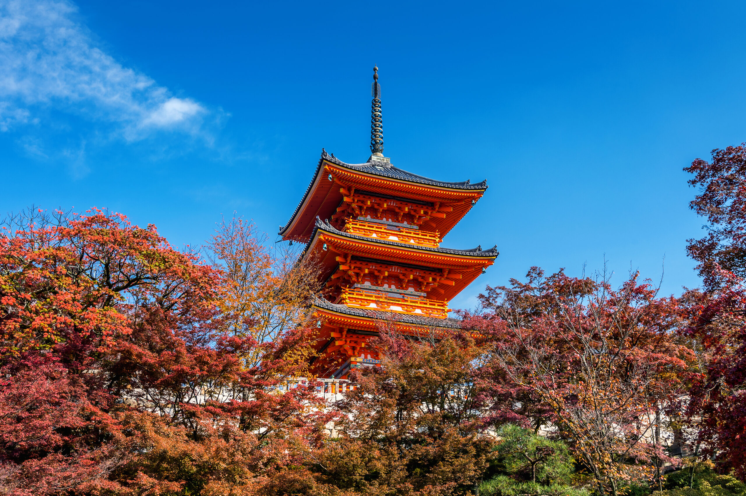 Kiyomizu-dera Temple in Kyoto, Japan During Autumn Season