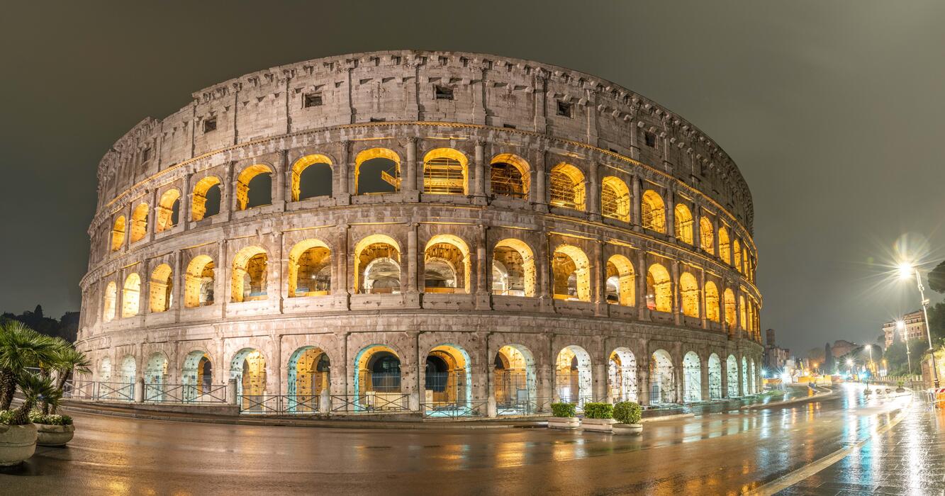 The Colosseum in Rome, Italy Illuminated at Night