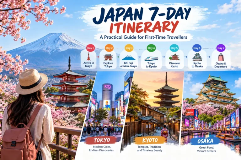 Japan 7-Day Itinerary featuring Tokyo, Kyoto and Osaka for first-time travellers